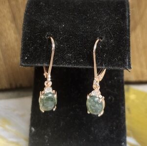 Rose Gold Moss Agate Earrings